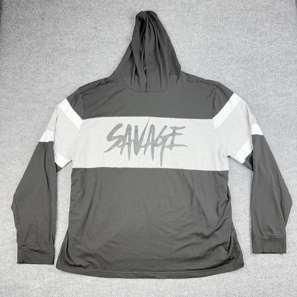 Brooklyn Laundry Hoodie Mens 3XL Black Gray Savage Graphic Lightweight‎ Pullover